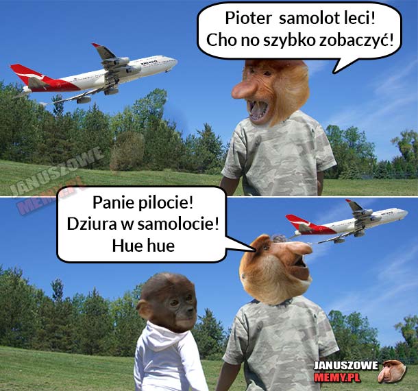 Kiedy Janusz zobaczy lecący samolot :D